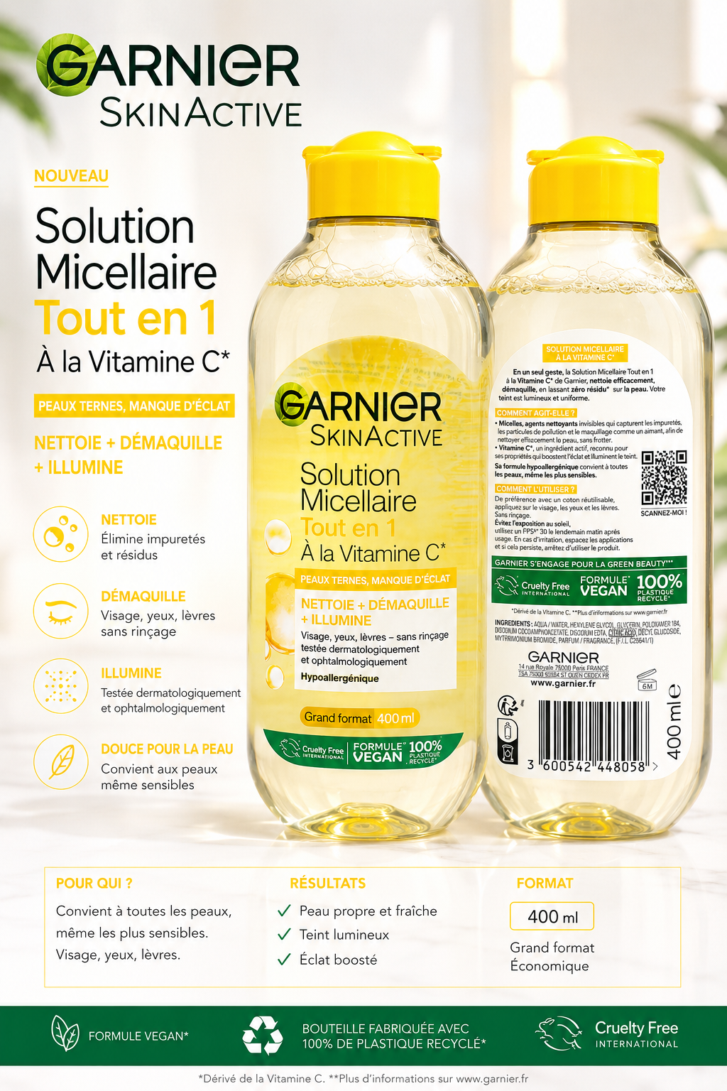 Eau micellaire garnier vitamine C 400ml