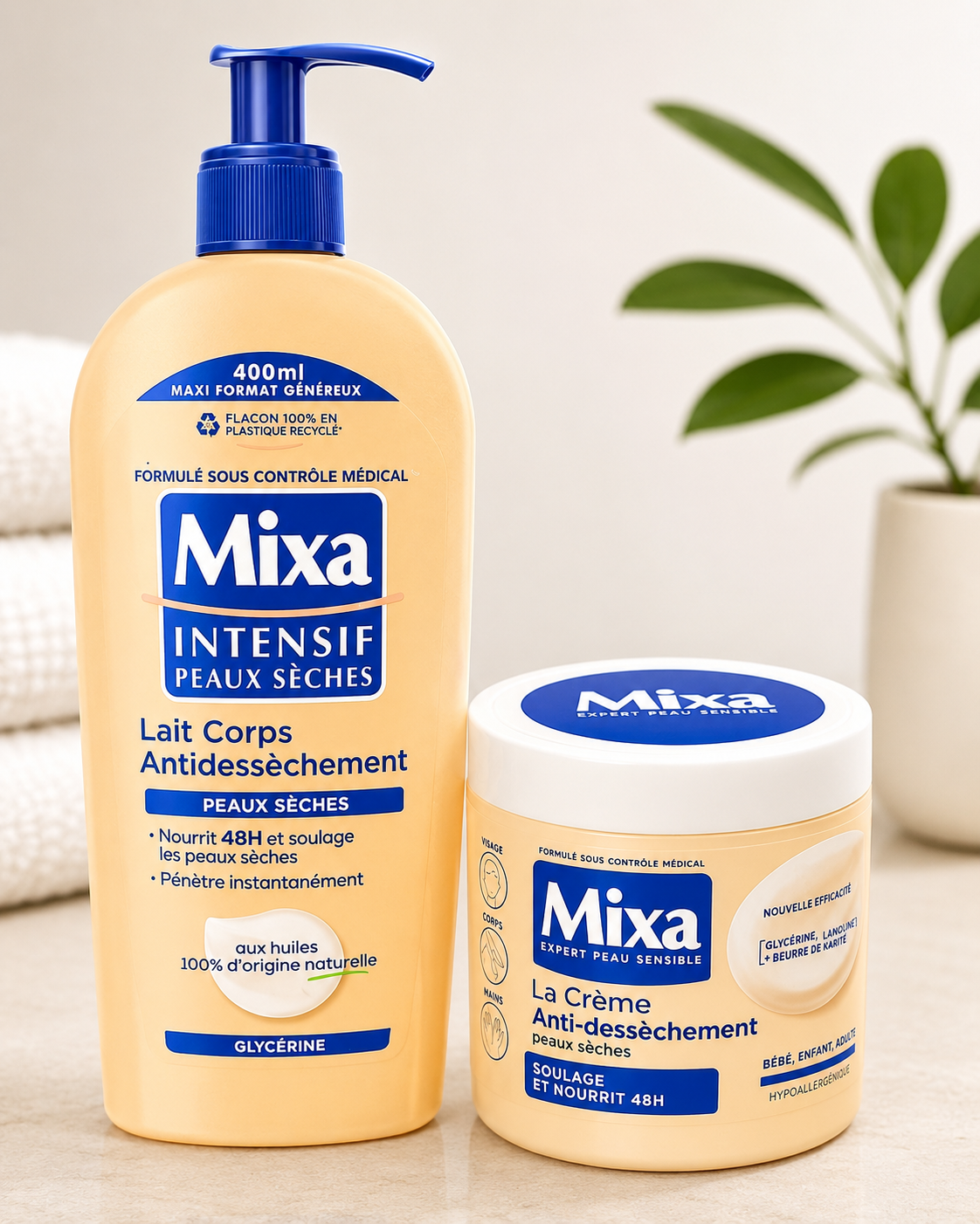 Lait et creme antidessechement mixa 400ml