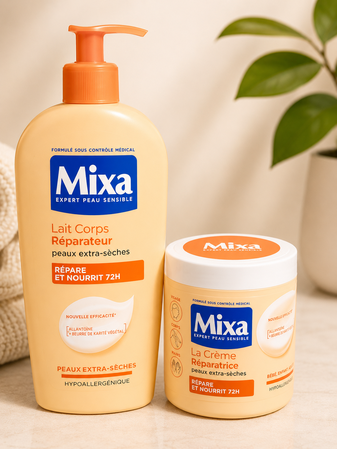 Lait Mixa et creme mixa reparatrice 400ml